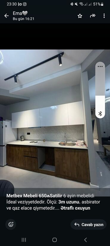 ремонт мебель кухня: *Metbex Mebeli 650₼Satilir* 6 ayin mebelidi İdeal veziyyetdedir. Ölçü