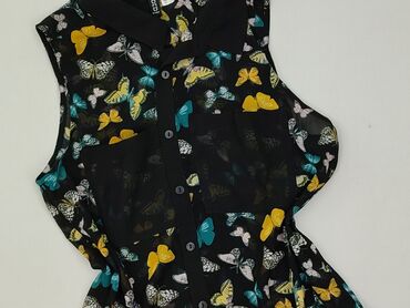 czarne bluzki krótki rękaw obcisła: Divided, Women's blouse, size S (EU 36)