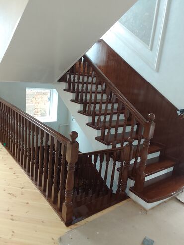 Обшивка лестниц: Лестница заказ алабыз Кара жыгач сосна шпон фонерадан — 2