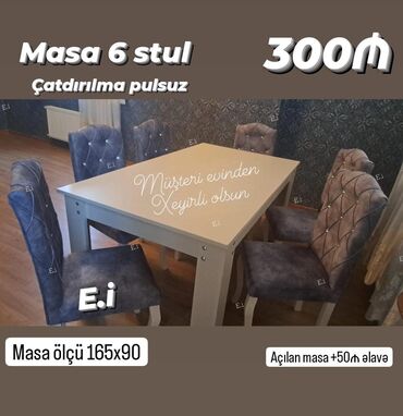 stol stul destleri: *Masa dəsti / Masa 6 stul 300Azn💥* ✔️Rəng seçimi var ✔️ *Şəhər daxili