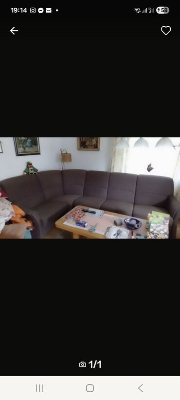 Ugaone garniture: Ugaona garnitura – tamno siva, tapacirana tkaninom, sa naslonima i — 1