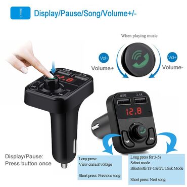 Auto oprema: V2 - Handsfree FM Bluetooth Auto Car Kit USB punjač MP3 Bežični — 9