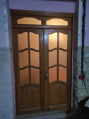 taxta tavan: Ağac interyer qapıları – şüşəli model - Material: təbii ağac karkas — 3
