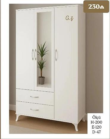 Ağ rəngli 3 qapılı dolab - Material: laminat/MDFlam görünüşlü ağ