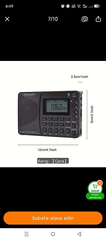 mikrofon qiymetleri: HanRongDa K-603 portativ radio və media pleyer Xüsusiyyətlər: - Tam — 6