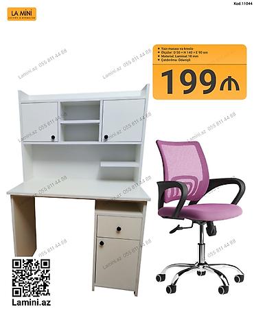 Yazı masası və kreslo dəsti - Ölçülər (masa üstü quruluşu ilə): D 50