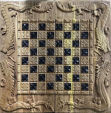 Настольные игры: Набор настольных игр 3-в-1 из натурального дерева с резьбой — 1