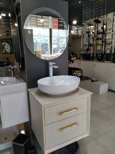 Qapılar və aksessuarlar: Hamam üçün quraşdırmaya hazır lavabo dəsti - Üstəqoyma oval keramika