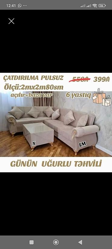 Künc divan dəsti – açılır və bazalı model - Ölçü: 2 m x 2 m 80 sm - 6