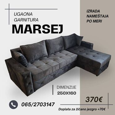 Ugaone garniture: Ugaona garnitura MARSEJ - Dimenzije: 250 x 160 cm - Moderni L oblik — 1