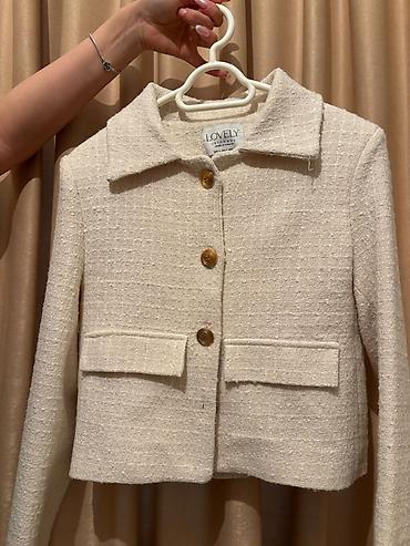 dəri jaket: LOVELY by Isabelle – krem rəngli tvid qısa jaket - Klassik düz kəsim — 1