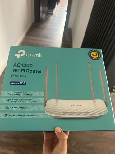 wifi адаптер 5g: TP-Link Archer C50 AC1200 Wi‑Fi Router - İkizzolaqlı (Dual-Band)