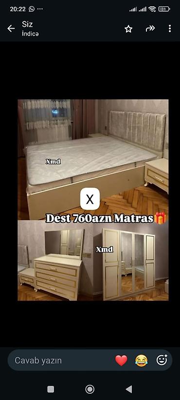Yataq otağı dəsti – matras hədiyyə Dəst tərkibi: - Geniş iki nəfərlik