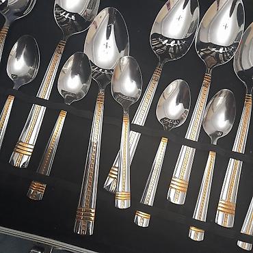 gumuş qab qacaq: 24 parça bıçaq–çəngəl–qaşıq dəsti (metal çamadanla) - Material — 6