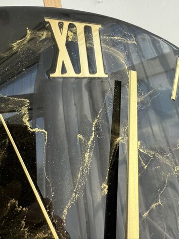 Часы для дома: Настенные часы ручной работы на заказ в стиле «черный мрамор» с — 13
