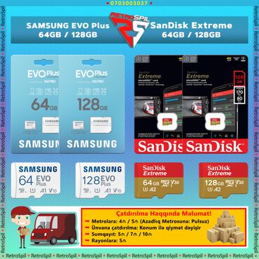 qrafik kart: Original Samsung / SanDisk MicroSD kartlar 🔹Samsung Evo Plus MicroSD /