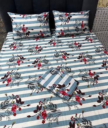 Комплекты постельного белья: Комплект постельного белья с принтом клетку, выполненный в синих и — 20