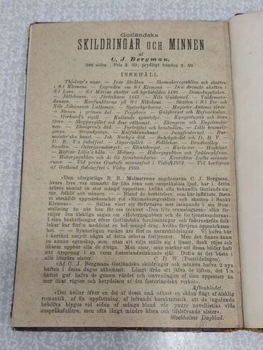 Digər kitablar və jurnallar: Qədimi kitab, 1892-ci il nəşri olan kitab satılır. Visby. Korta — 10
