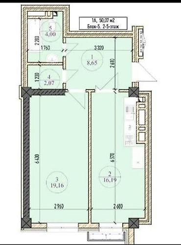 500: 2 комнаты, 50 м², Асанбай мкр 13 этаж — 1