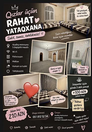 Kirayə otaqlar: Qızlar üçün rahat yataqxana – sakit, təmiz, təhlükəsiz Xüsusiyyətlər — 1