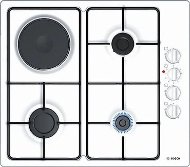 mini pec: BOSCH PBY6C2B82Q bişirmə paneli – 3 qaz + 1 elektrik, ağ rəng — 1