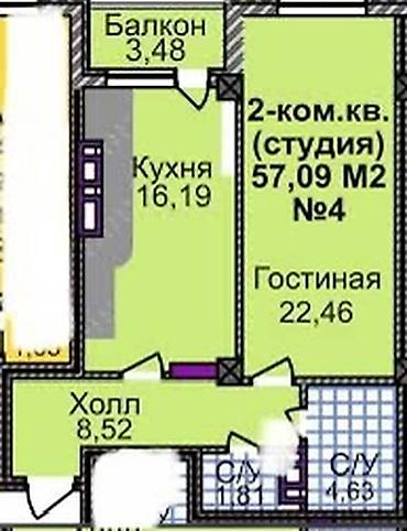 archa group: 2 комнаты, 58 м², Технопарк Элитка, 9 этаж, ПСО (под самоотделку) — 2