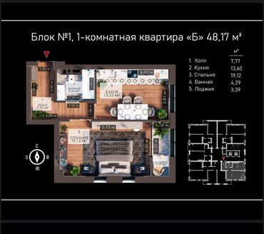 Продажа квартир: 1 комната, 50 м², Элитка, 14 этаж, ПСО (под самоотделку)