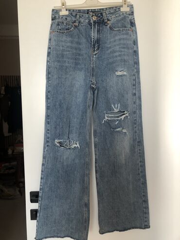 брендовые джинсы женские: Прямые, Высокая талия, Рваные
