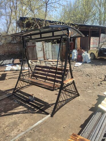 Садовые качели: Садовые качели Металл, Со спинкой, С крышей — 3