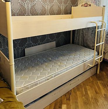 Детская мебель: Для девочки и мальчика, Б/у, Кровать, С матрасом, Без выдвижных ящиков, МДФ — 7