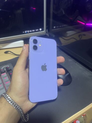 купить бу напольный кондиционер: IPhone 12, Колдонулган, 128 ГБ, Deep Purple, Каптама, 77 %