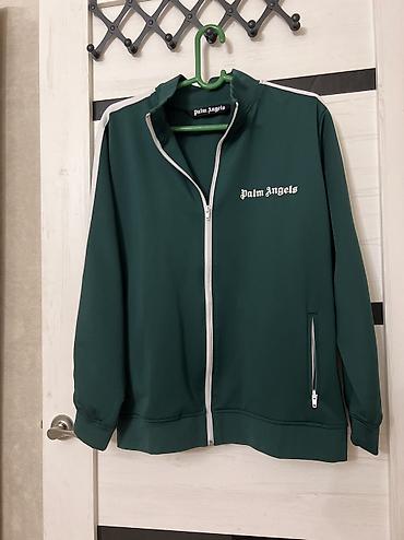 nike tech flece: Спортивная куртка-трек-топ Palm Angels - Цвет: зелёный с белыми — 2