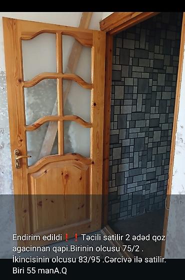 - 2 ədəd qoz ağacından qapı - Ölçülər: - 1-ci qapı: 75/2 (şəkildə