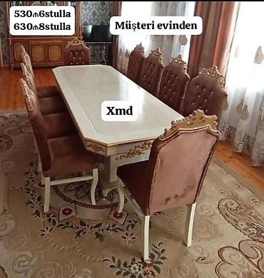 stol desdi: Qonaq otağı üçün, Yeni, Açılmayan, Dördbucaq masa, 6 stul — 4