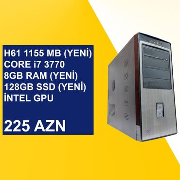 monitor kompüter: Sistem Bloku "Qori DDR3 H61 1155 Core i7 3770” ⭐Tək Sistem Bloku – 225