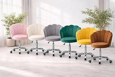 Chairs: Barske/kućne radne stolice sa školjkastim naslonom i točkićima - — 1
