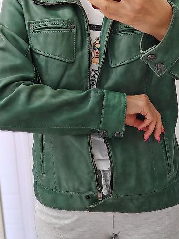 la coste torba: Zelena KOŽNA JAKNA, od prave kože, vel L/XL, odlično očuvana — 4