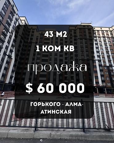 12: 1 комната, 46 м², ул. Горького / Алматинка Элитка, 12 этаж, ПСО (под самоотделку) — 2