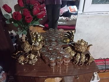 stakan: Çay dəsti, rəng - Qızılı, Metal, Azərbaycan — 2