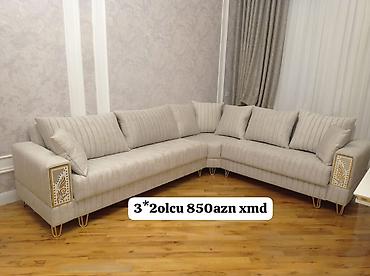 embawood künc divan: Künc divan dəsti - Ölçü: 3×2 m (şəkildə qeyd olunub) - Rəng: açıq bej — 1