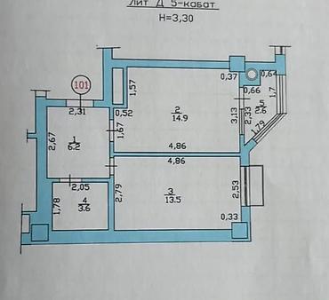 5: 1 комната, 41 м², Тунгуч мкр 5 этаж, ПСО (под самоотделку) — 1