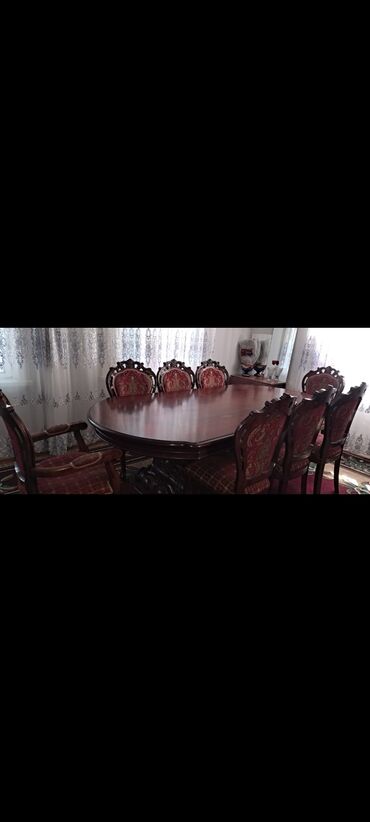 Для гостиной, Б/у, Раскладной, Прямоугольный стол, 8 стульев, Малайзия