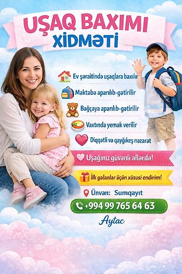 sumqayitda daye: Uşaq Baxımı Xidməti • Ev şəraitində peşəkar qayğı və nəzarət • — 1