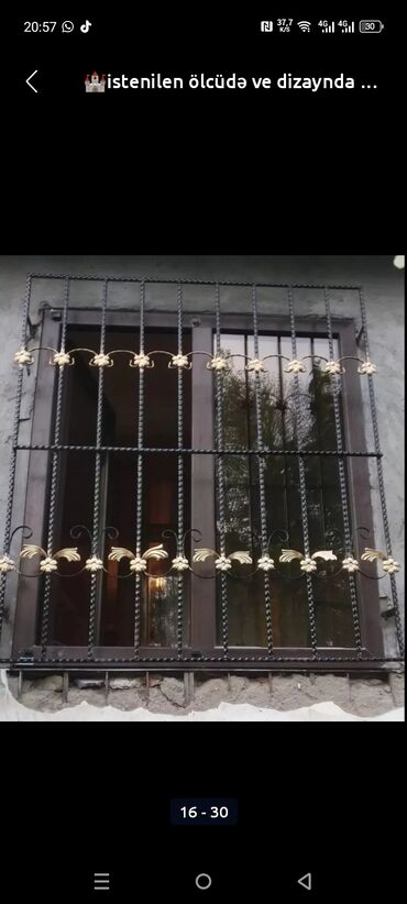 Digər metal məhsullar: Dəmir barmaqlıq və məhəccər hazırlama xidməti - Pəncərə üçün klassik — 6