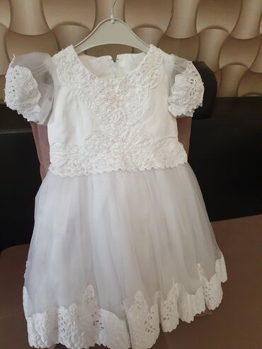 национальное платье для девочек: Детское платье, цвет - Белый, Б/у