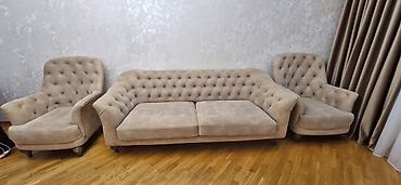 cester divani: İşlənmiş, Klassik divan, 2 kreslo, Bazasız, Açılmayan — 1