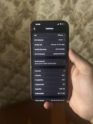 corn iphone: IPhone 17 Pro Max, 256 GB, Narıncı, Zəmanət — 2