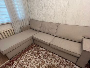 Диваны: Угловой диван, цвет - Бежевый, Б/у