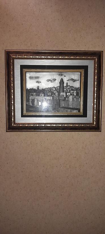 qız resmi: Rəsm tablo – Bakı şəhərinin panoraması (Qız qalası silueti ilə) - — 2