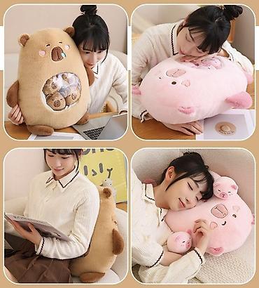handmade подушки: Игрушка капибара-подушка. В комплекте 1 основная игрушка+6 маленьких — 6